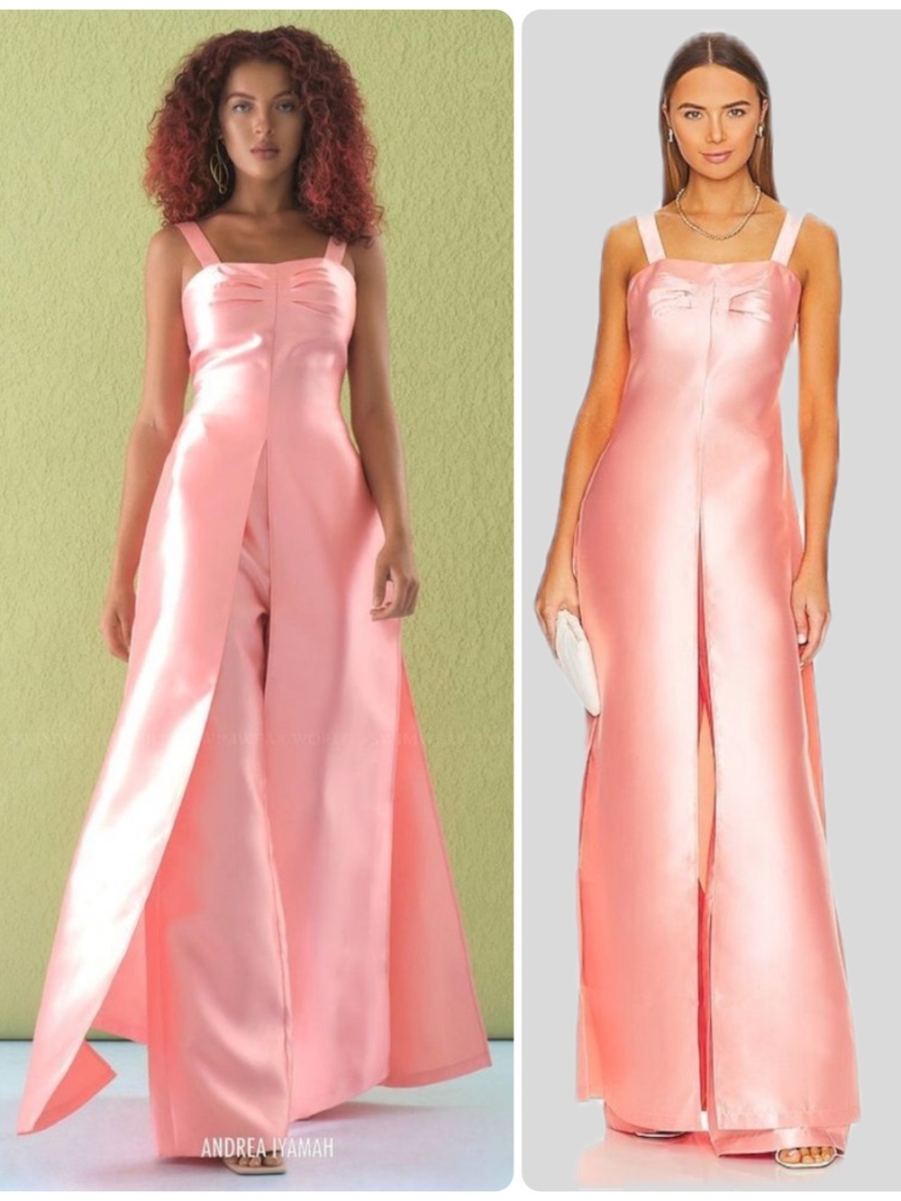 Andrea Iyamah Vasi Peach Satin Long Top & Pants Luxury SET NWT $815